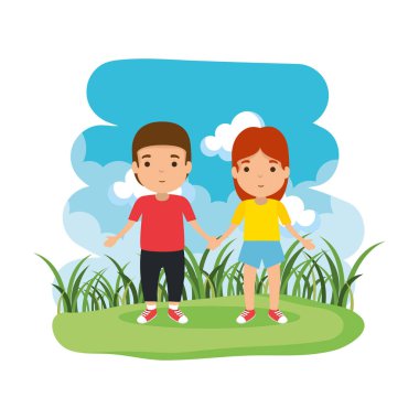 Kamptaki genç çift karakter avatarları