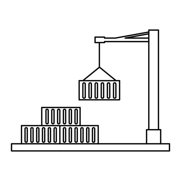 Кран з логістичними піктограмами контейнерів — стоковий вектор