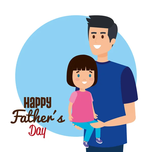 Man with his daughter to happy fathers day — Stock Vector