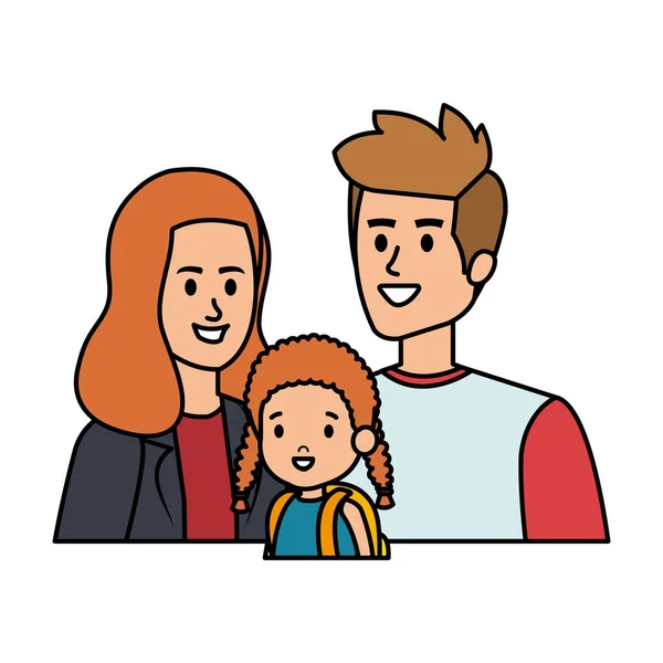 Родители пары с дочерними персонажами — стоковый вектор