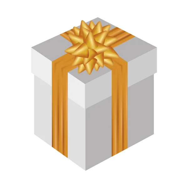 황금 리본 선물 상자 선물 — 스톡 벡터