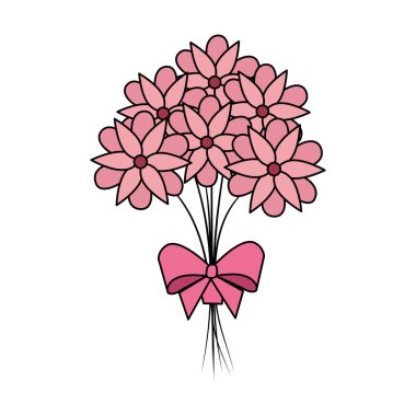 güzel çiçekler buket papyon ile