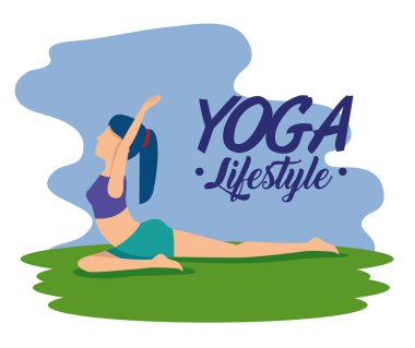 Kadın yaşam tarzı rahatla ve egzersiz yap.