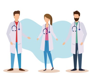 profesyonel stetoskop ile set kadın ve erkek doktorlar