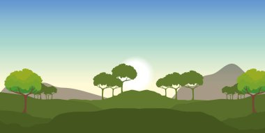 ekoloji ağaçları ve dağları ile doğa manzara