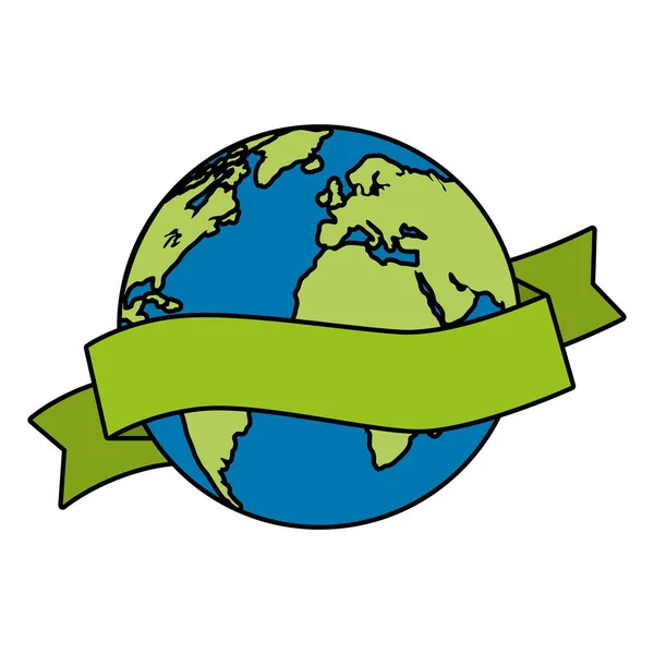 Planeta tierra del mundo con marco de cinta — Vector de stock