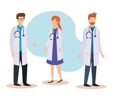stetoskop ile profesyonel kadın ve erkek doktorlar ayarlamak