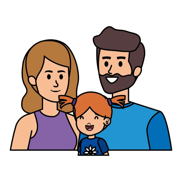 Părinți cuplu cu personaje fiice — Vector de stoc