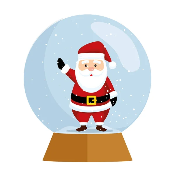 Niedliche Weihnachtsmann im Kugelschnee — Stockvektor