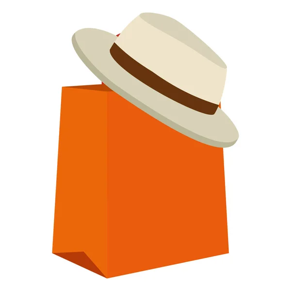Yaz şapkalı alışveriş çantası — Stok Vektör