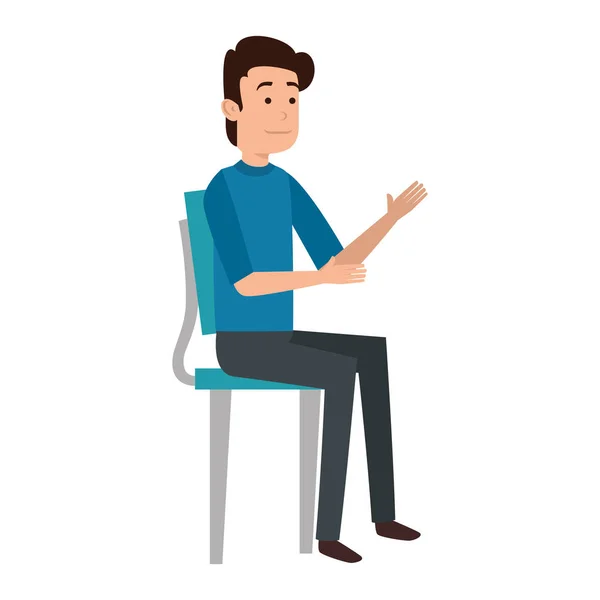 Young man sitting on chair — Stock Vector