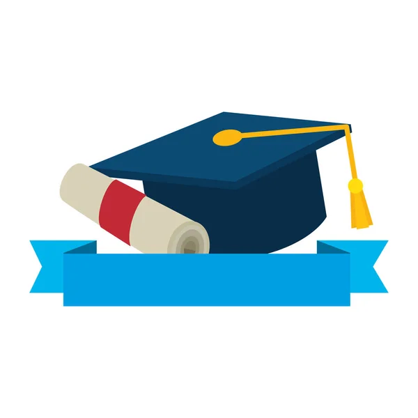 Sombrero de graduación con diploma — Vector de stock