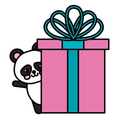 ayı panda kawaii doğum günü kutlaması ile giftbox