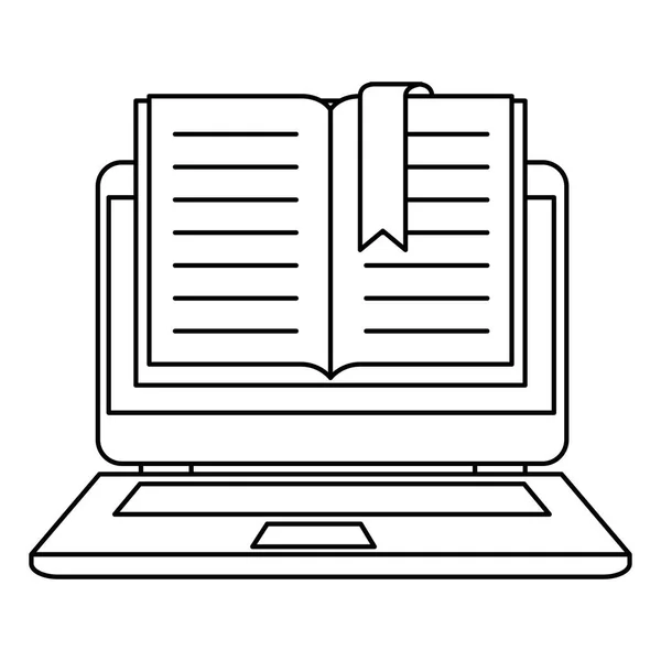 Livro de texto com laptop —  Vetores de Stock