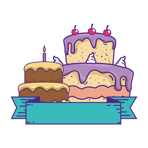 Вкусные иконы торты празднование — стоковый вектор