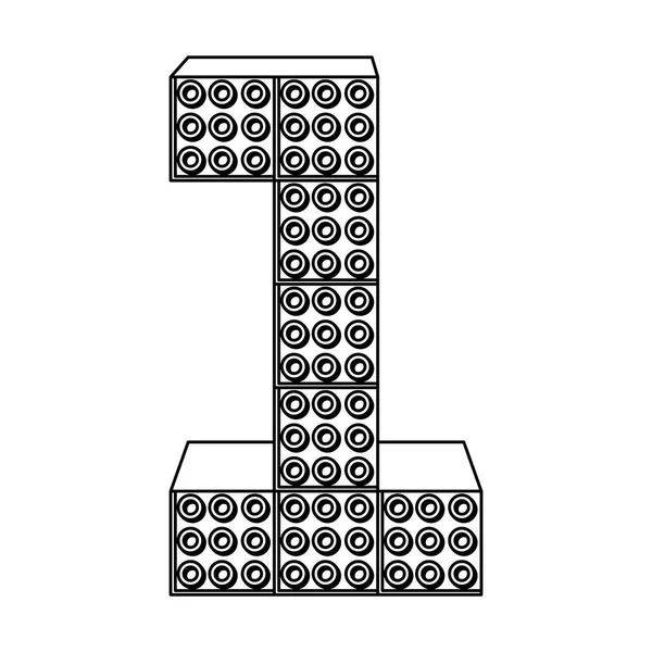 Número uno con piezas de juguete — Archivo Imágenes Vectoriales