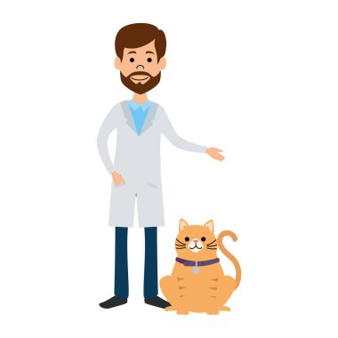 kedi avatar karakteri ile veteriner doktor