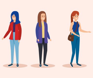 rahat giysiler ile sevimli kızlar ayarlamak