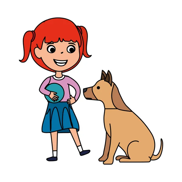 Linda niña con cachorro — Archivo Imágenes Vectoriales
