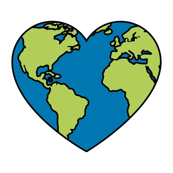 World planet earth with heart shape — Stock Vector