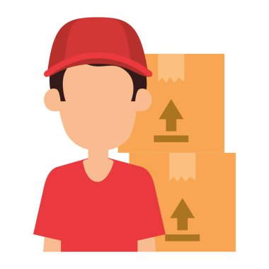 kutuları ile teslimat işçisi