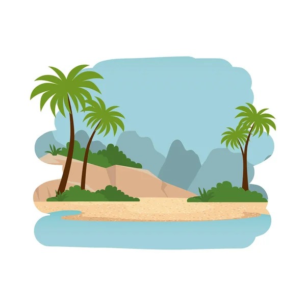 Beach seascape jelenet ikon — Stock Vector