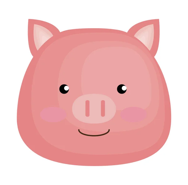 Lindo cerdo cabeza carácter icono — Vector de stock