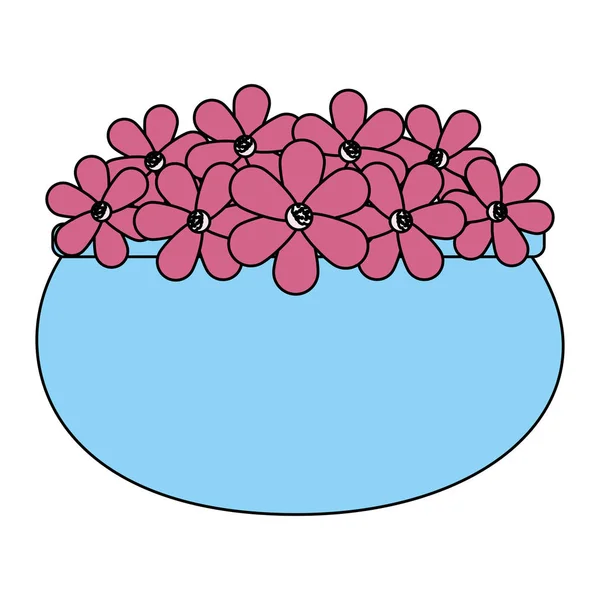 Blommig dekoration i keramiska potten — Stock vektor