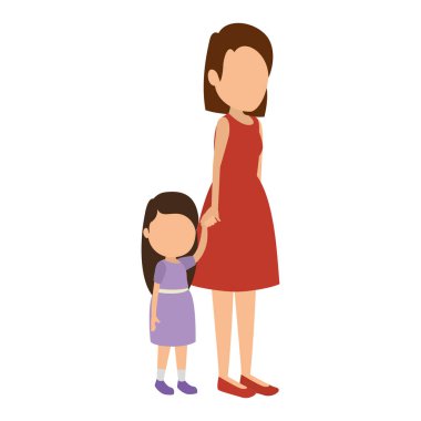 anne karakterleri ile sevimli ve küçük kız