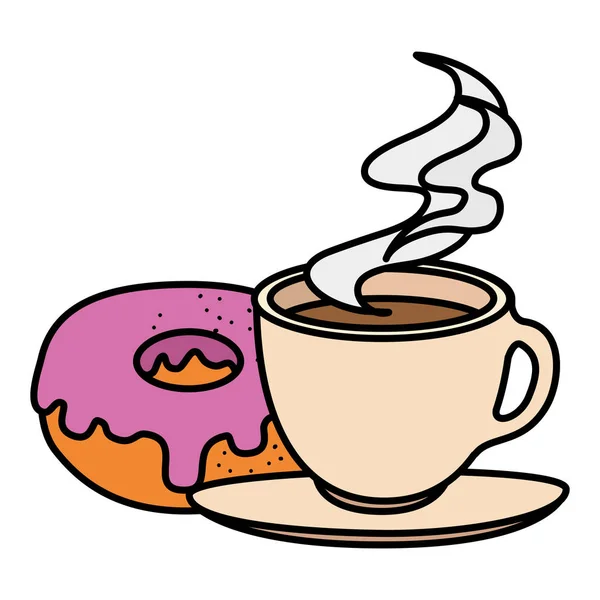 Kaffeetasse mit süßen Donuts — Stockvektor