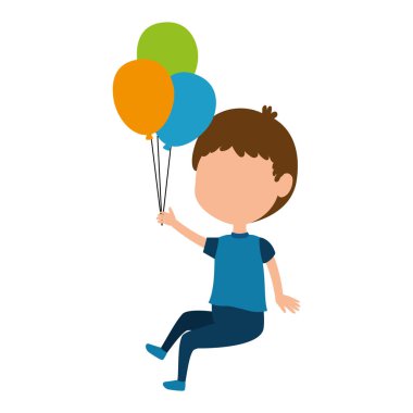 balonlar helyum karakteri ile küçük çocuk