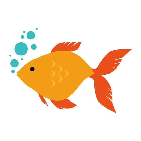 可爱的观赏鱼与气泡 — 图库矢量图片