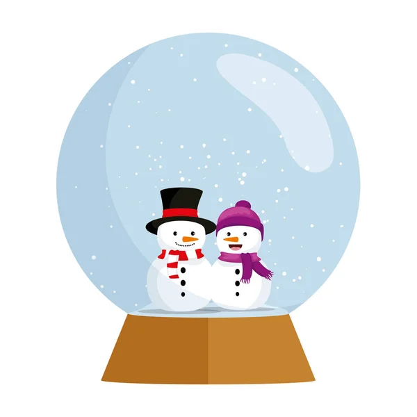 Cute snowman christmas sphere — Stock Vector