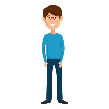 Gözlük avatar karakter ile genç adam
