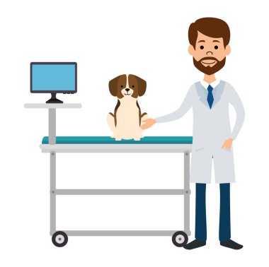 sedye avatar karakteri köpek ile veteriner doktor