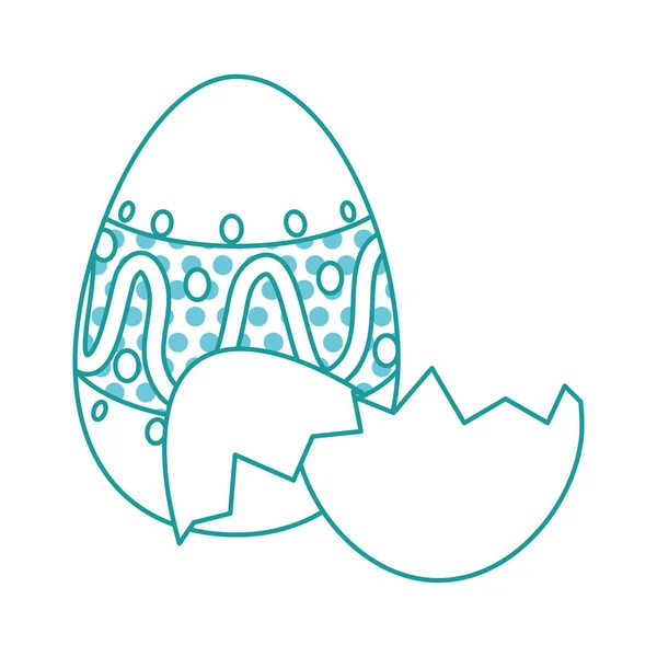 Oeuf de Pâques peint avec coquilles cassées icône de célébration — Image vectorielle