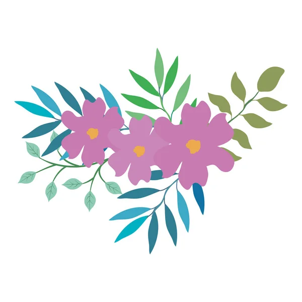 Blomma och blad dekorativ ikon — Stock vektor