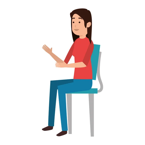 Young woman sitting on chair character — Stock Vector