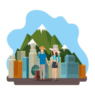 Kanada caddesinde bavullu genç bir çift