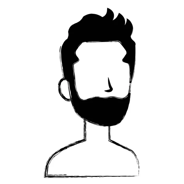 Jeune homme avec barbe personnage avatar torse nu — Image vectorielle