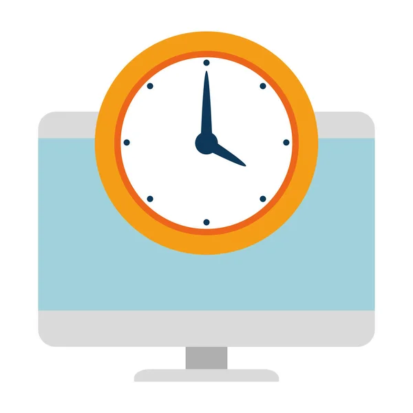 Computer Desktop met horloge — Stockvector