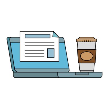 Bilgisayar laptop ile diploma ve kahve