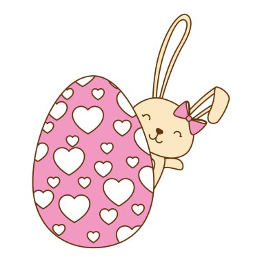 tavşan kutlama simgesi ile boyalı Paskalya yumurtası
