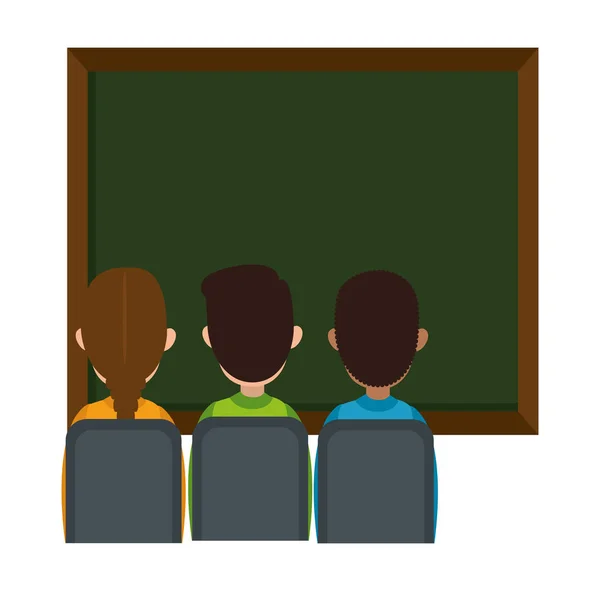 Students class with chalkboard — Stock Vector