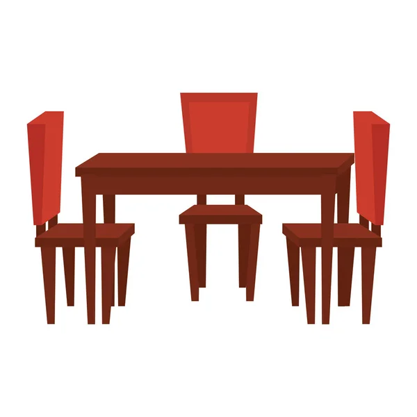 Mesa comedor con sillas — Vector de stock