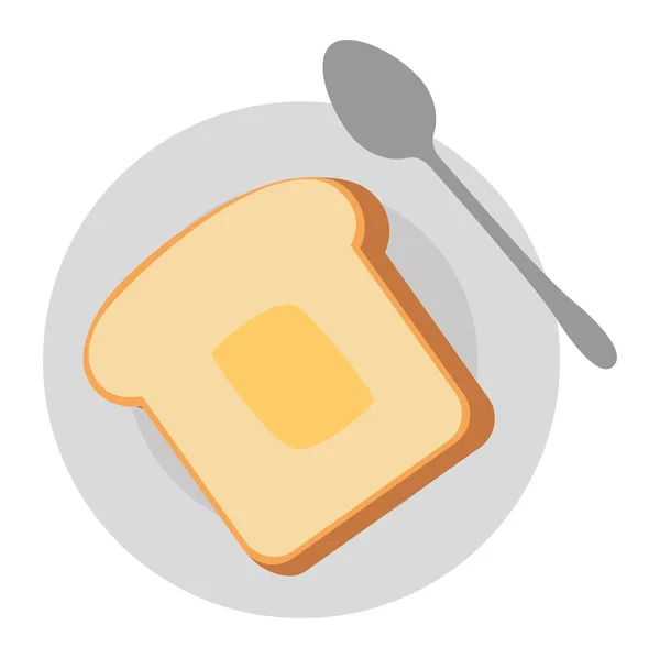 Νόστιμο ψωμί κομμένο σε πιάτο και κουτάλι — Διανυσματικό Αρχείο