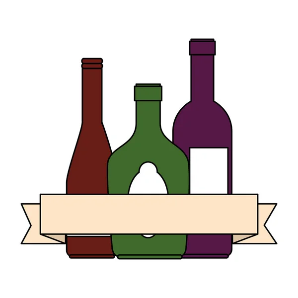 Bouteilles de vin et ruban — Image vectorielle