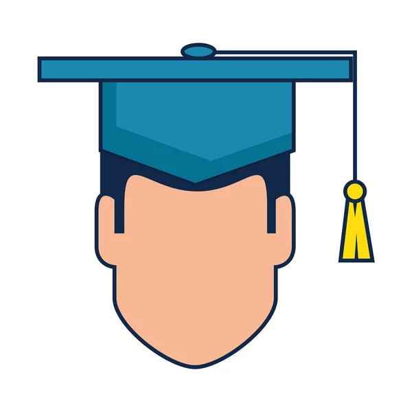 Diák diplomafej kalappal — Stock Vector