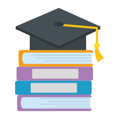 yığın ders kitapları ile şapka mezuniyet