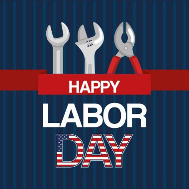 mutlu emek günü araçları iş spanner ve pliers şerit